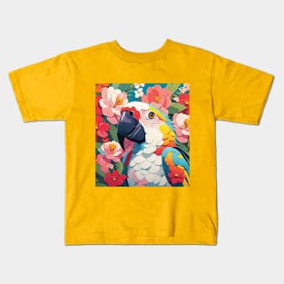 Parrot's Garden Melody, colorful macaw Kids T-Shirt